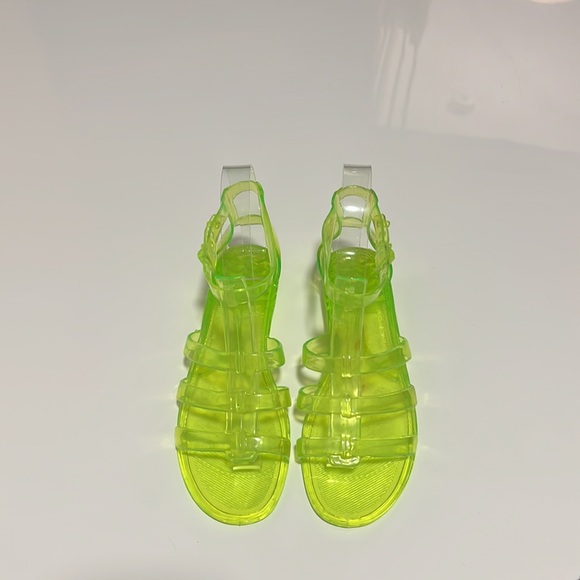 Jelly Sandals 90’s style, adjustable ankle strap, Lime Green Sz 5 - Picture 3 of 10